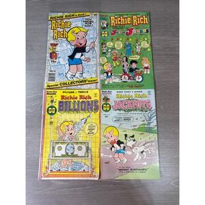 Vintage Richie Rich Comic Book Lot (4) Harvey Comic Billion Jackpot Jackie Joker